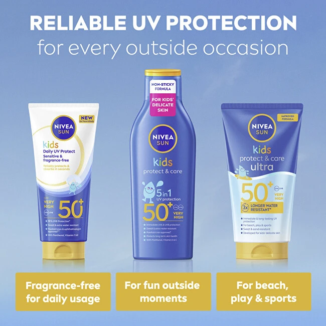 Nivea Apsauginis pienelis nuo saulės SPF 50+ vaikams, kasdienis UV apsauginis pienelis, 100 ml