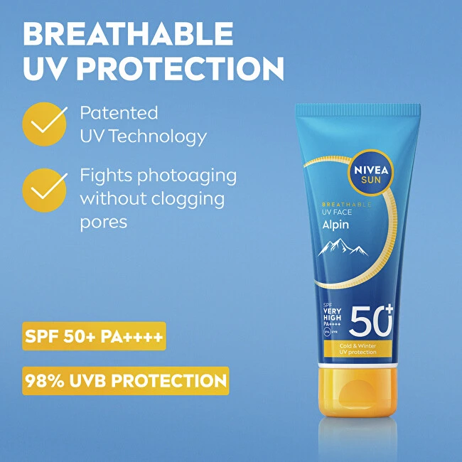 Nivea Apsauginis veido kremas nuo saulės SPF 50+ Alpin UV, 40 ml