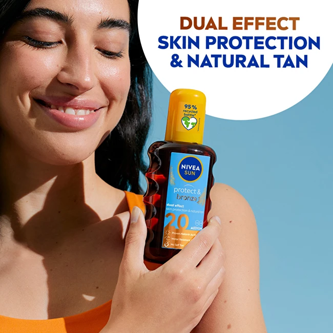 Nivea Įdegio aliejus purškiamas įdegio palaikomasis SPF 20 Sun (Protect - Bronze Oil) 200 ml