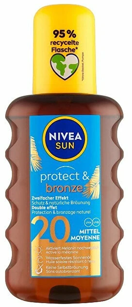 Nivea Įdegio aliejus purškiamas įdegio palaikomasis SPF 20 Sun (Protect - Bronze Oil) 200 ml