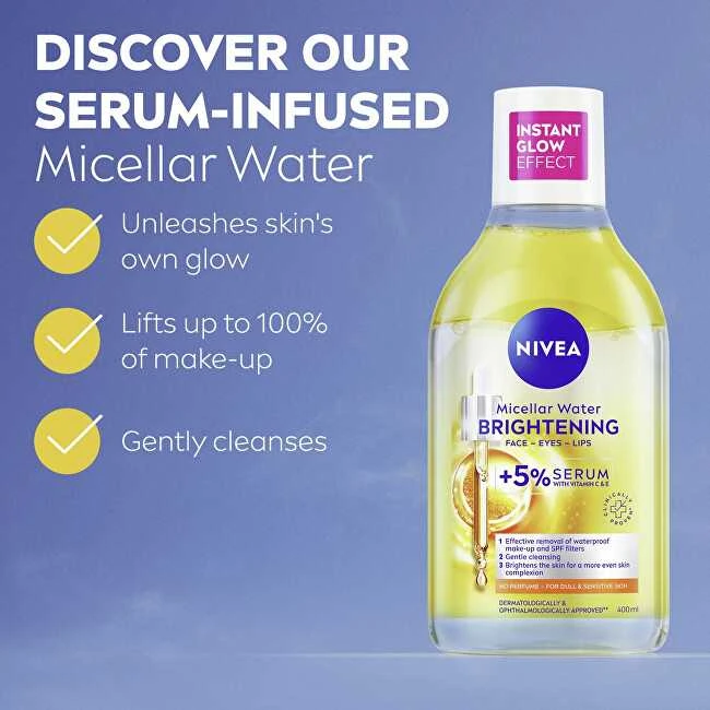 Nivea Šviesinamasis micelinis vanduo su serumu. Šviesinamasis micelinis vanduo 400 ml.