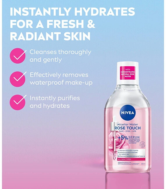 Nivea dvifazis micelinis vanduo su rožių vandeniu (Micellar Rose Vanduo) 400 ml