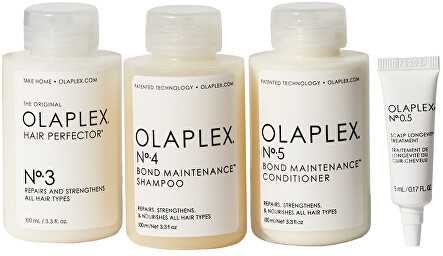 Olaplex The Greatest Strength Set rinkinys (galvos odos losjonas, 5 ml + plaukų šampūnas, 100 ml + plaukų kaukė, 100 ml + plaukų kondicionierius, 100 ml)