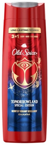 Old Spice dušo želė vyrams Tomorrowland Rockstar 3 in 1 (kūno, plaukų ir veido prausiklis), 400 ml