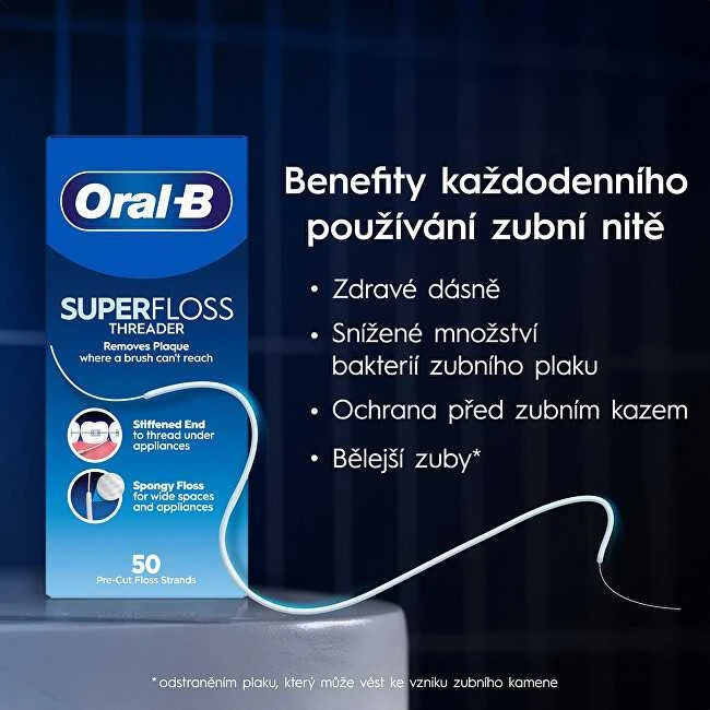 Oral-B Super Sukarpytas Dantų Siūlas, 50 vnt.