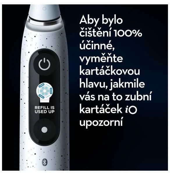 Oral-B iO Series 10 šepetėlio ekrano priminimas keisti galvutę