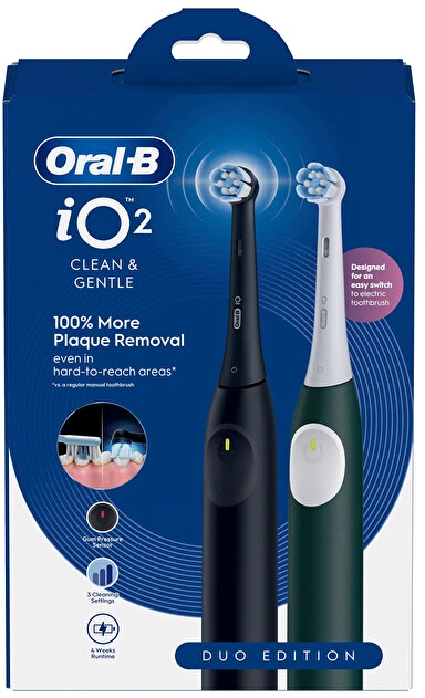 Oral-B Electric dantų šepetėlis Series iO 2 Night Juodas + Forest Žalias 2 pcs