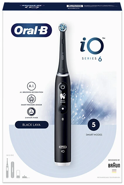 Braun iOM6.1B6.3DK Oral-B iO6 Elektrinis Dantų Šepetėlis Juodas Onyx