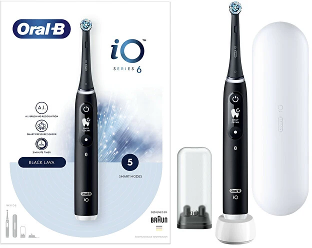 Braun iOM6.1B6.3DK Oral-B iO6 Elektrinis Dantų Šepetėlis Juodas Onyx