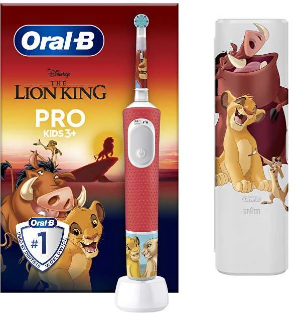 Elektrinis dantų šepetėlis ORAL-B Pro Kids 3+ Lion King + dėklas