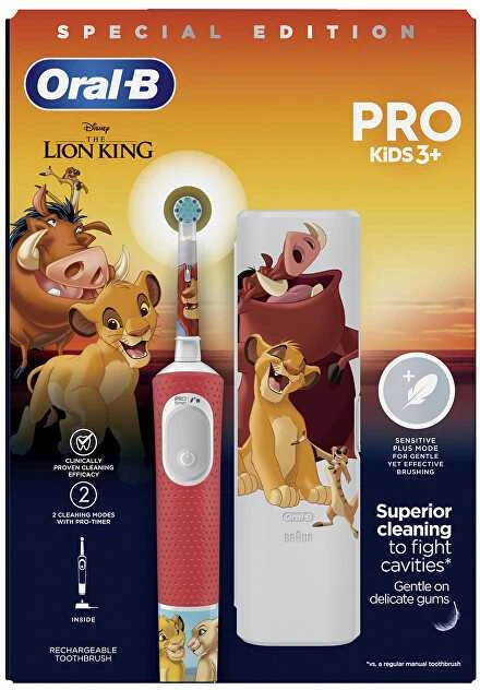 Elektrinis dantų šepetėlis ORAL-B Pro Kids 3+ Lion King + dėklas