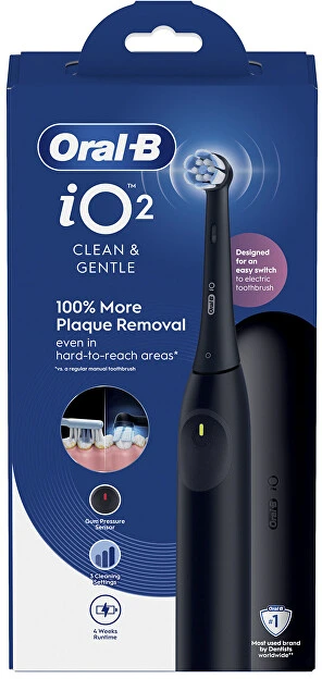 Braun iOS2.1D9.2K Oral-B iO2 Elektrinis Dantų Šepetėlis Night Juodas + Kelioninis Dėklas