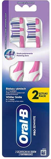 „Oral-B Pro-3D Baltas Whitening Clean“ vidutinio dydžio dantų šepetėlis, 2 vnt.