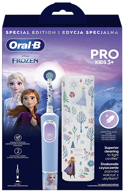 Elektrinis dantų šepetėlis Oral-B Kids 3+ Frozen + Dėklas
