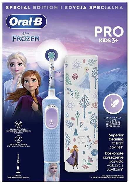 Elektrinis dantų šepetėlis Oral-B Kids 3+ Frozen + Dėklas