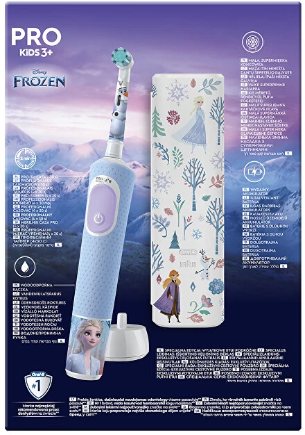 Elektrinis dantų šepetėlis Oral-B Kids 3+ Frozen + Dėklas