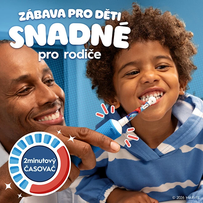 Oral-B Braun D103.413.2K Vitality PRO Kids Elektrinis Dantų Šepetėlis 3+ Spiderman