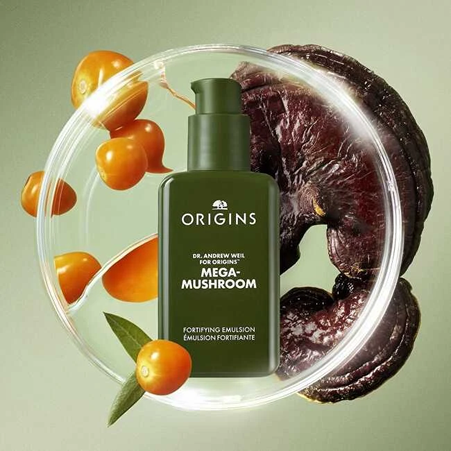 Origins Dr. Andrew Weil for Origins™ Mega-Mushroom Fortifying emulsija su Reishi ir šaltalankių raminamoji ir drėkinamoji emulsija, 100 ml