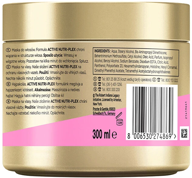 Pantene Plaukų kaukė Love Pro-V Keratin Protect Mask 300 ml