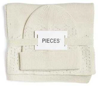 PIECES PCNASMINE moteriškų skrybėlių ir šaliko rinkinys 17152729 Whitecap Pilkas