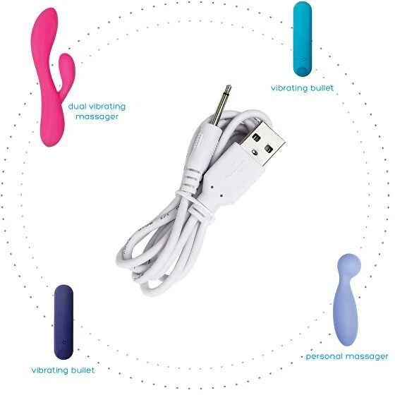 „PlusOne“ įkrovimo USB laidas mini vibratoriams PLO-6702DPK ir PLO-6702LPK, 2 vnt.