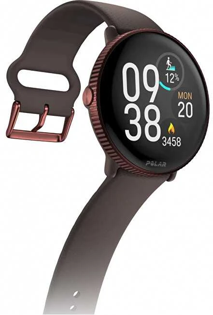 Išmanusis laikrodis Polar Ignite 3, S-L dydžio, Vario spalvos korpusas su rudos spalvos dirželiu