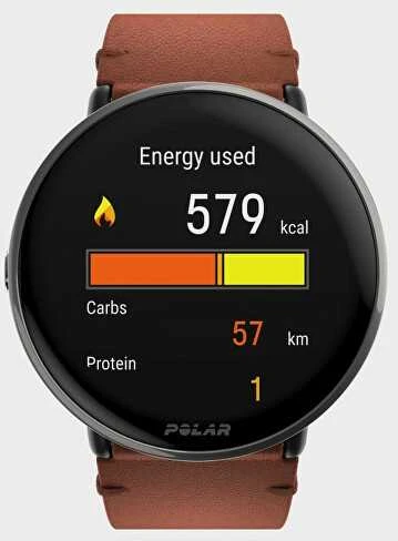 Išmanusis laikrodis Polar Ignite 3 Titanium, S-L dydžio, Juodos spalvos korpusas su rudos spalvos odiniu dirželiu (komplektacijoje papildomai juodos spalvos silikoninis dirželis)