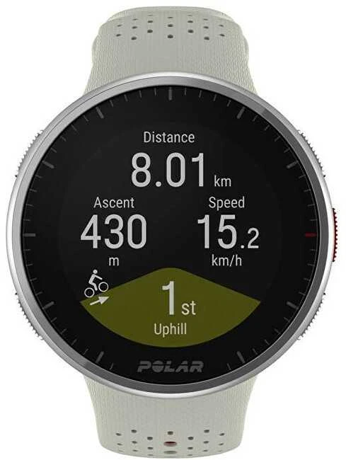Išmanusis laikrodis Polar Pacer Pro, S/L dydždio, Balta spalvos su baltai raudonu silikoniniu dirželiu