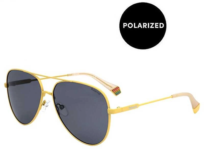 Polaroid aviacijos tipo akiniai auksiniais rėmeliais
