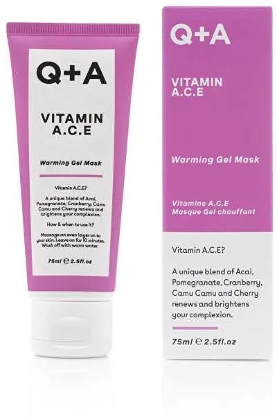 Q+A Vitamin A.C.E Warming Gel Mask Gelinė gaivinamoji veido kaukė, 75 ml