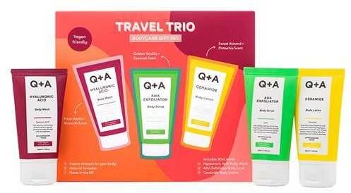 Q+A Travel Trio Bodycare Gift Set kelioninis kūno priežiūros priemonių rinkinys, 3x50 ml