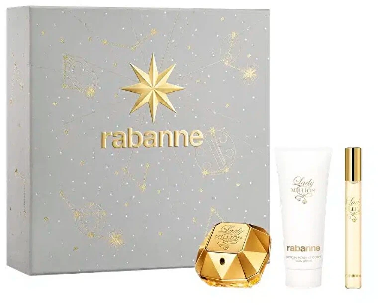 Paco Rabanne Lady Million parfuminis vanduo, 50 ml kūno losjonas, 75 ml parfuminis vanduo, 10 ml