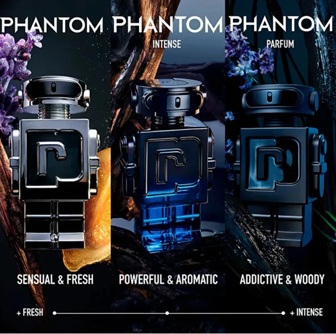 Paco Rabanne Phantom Intense Eau De Perfume Purškiklis, 100 ml rinkinys 3 vnt.