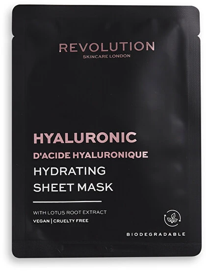 Revolution Skincare Hyaluronic Acid Hydrating Sheet Mask drėkinamoji lakštinė kaukė su hialurono rūgštimi 5vnt.