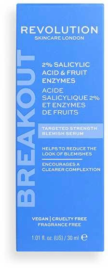 Revolution Skincare Breakout Strength Serum 2% salicilo rūgšties ir vaisių fermentų odos serumas moterims, 30 ml