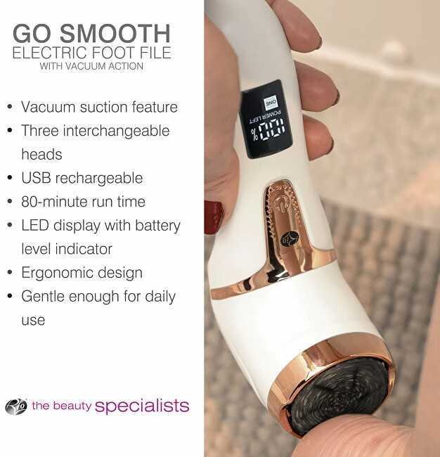 Rio-Beauty Go Smooth electric foot file with vacuum suction kojų nagų priežiūros priemonė Unisex