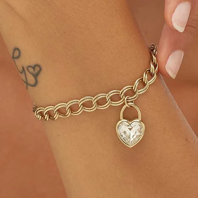 Sagapo Išskirtinė auksu dengta širdies apyrankė My love SYL28