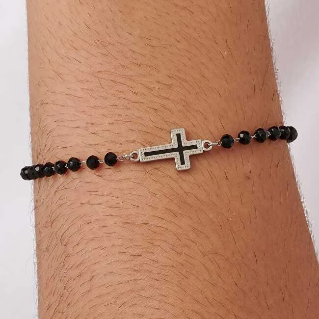 Sagapo Vyriška karoliukų apyrankė su kryželiu Charisma SHS12