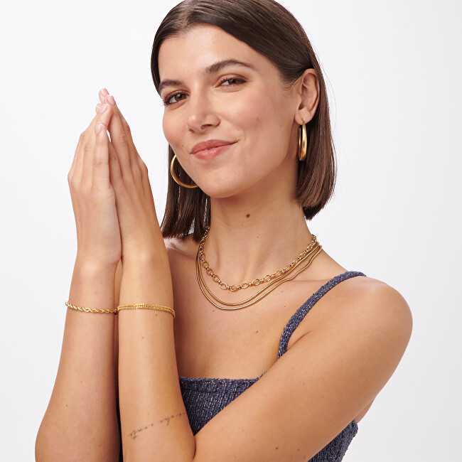 Sagapo Modern auksinis-plated hoop earrings Chunky SHK121