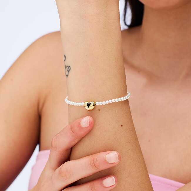 Sagapo Romantic auksinis-plated bracelet with pearls Stellar SSE42