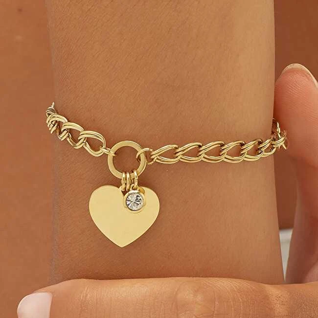 Sagapo Nepraleidžiama paauksuota širdies apyrankė My love SYL22