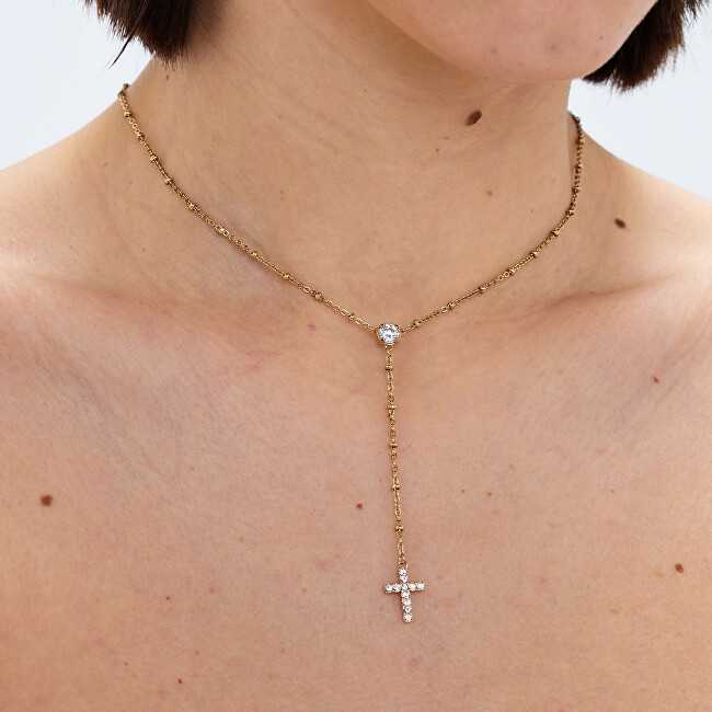 Sagapo Women´s auksinis-plated pakabukas with a cross Dazzly SDZ137