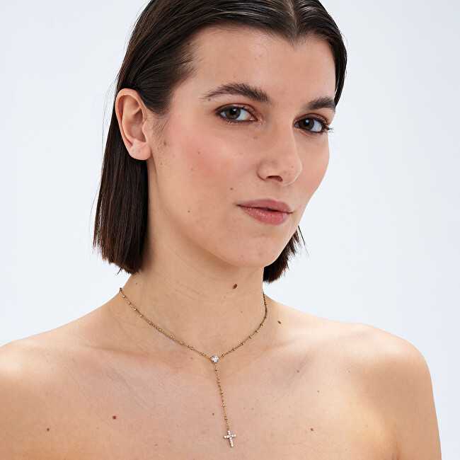 Sagapo Women´s auksinis-plated pakabukas with a cross Dazzly SDZ137