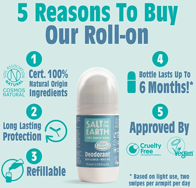 Salt-Of-The-Earth Ocean & Coconut Deo Roll-on - Přírodní kuličkový deodorant 75ml