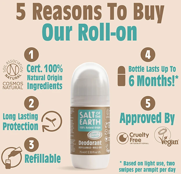 Salt Of The Earth Natural roll-on deodorant Ginger & Jasmine Deo Roll-on 75 ml