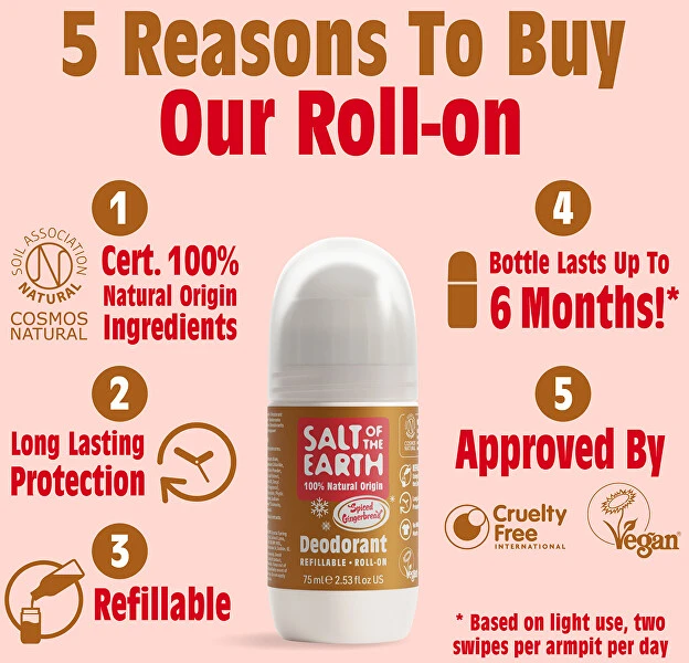 Salt Of The Earth Natural roll-on deodorant Spiced & Gingerbread Deo Roll-on 75 ml