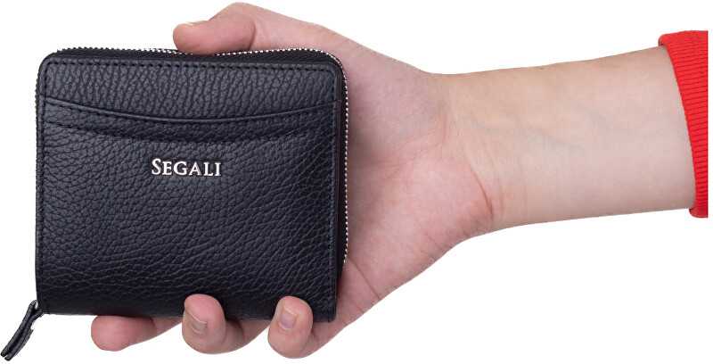 Segali Moteriška odinė piniginė 7544 B juoda