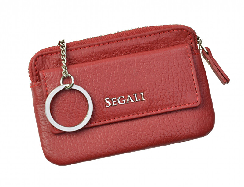 Segali Leather mini wallet-key ring 7483 A red