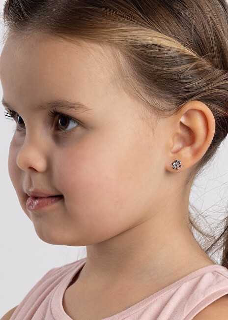 Sidabrinis Flower Earrings Beauty with Rožinė Brilliance Zirconia SILVEGOB70449BDSP