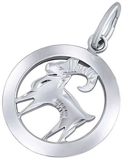 Sidabrinis pakabukas zodiako ženklas Ožiaragis - apvalus SILVEGOB10283S01